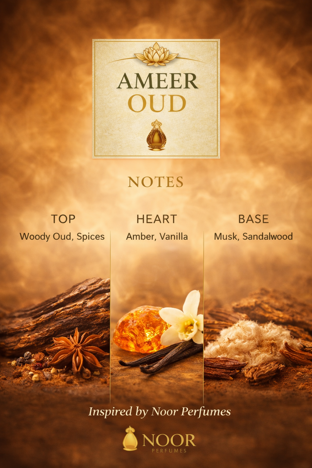 Ameer Oud Intense | Men’s Perfume |Eau de Parfum 50ml | Long-Lasting Oud Fragrance – Noor Perfumes