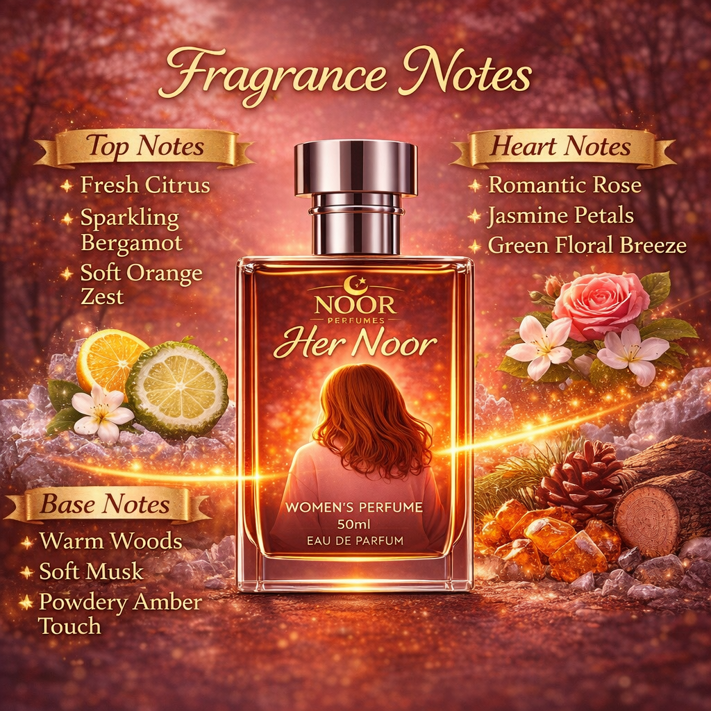 Her Noor Women’s Perfume 50ml Eau De Parfum – Long Lasting Floral Citrus Fragrance for Women | Luxury Perfume for Daily Wear India