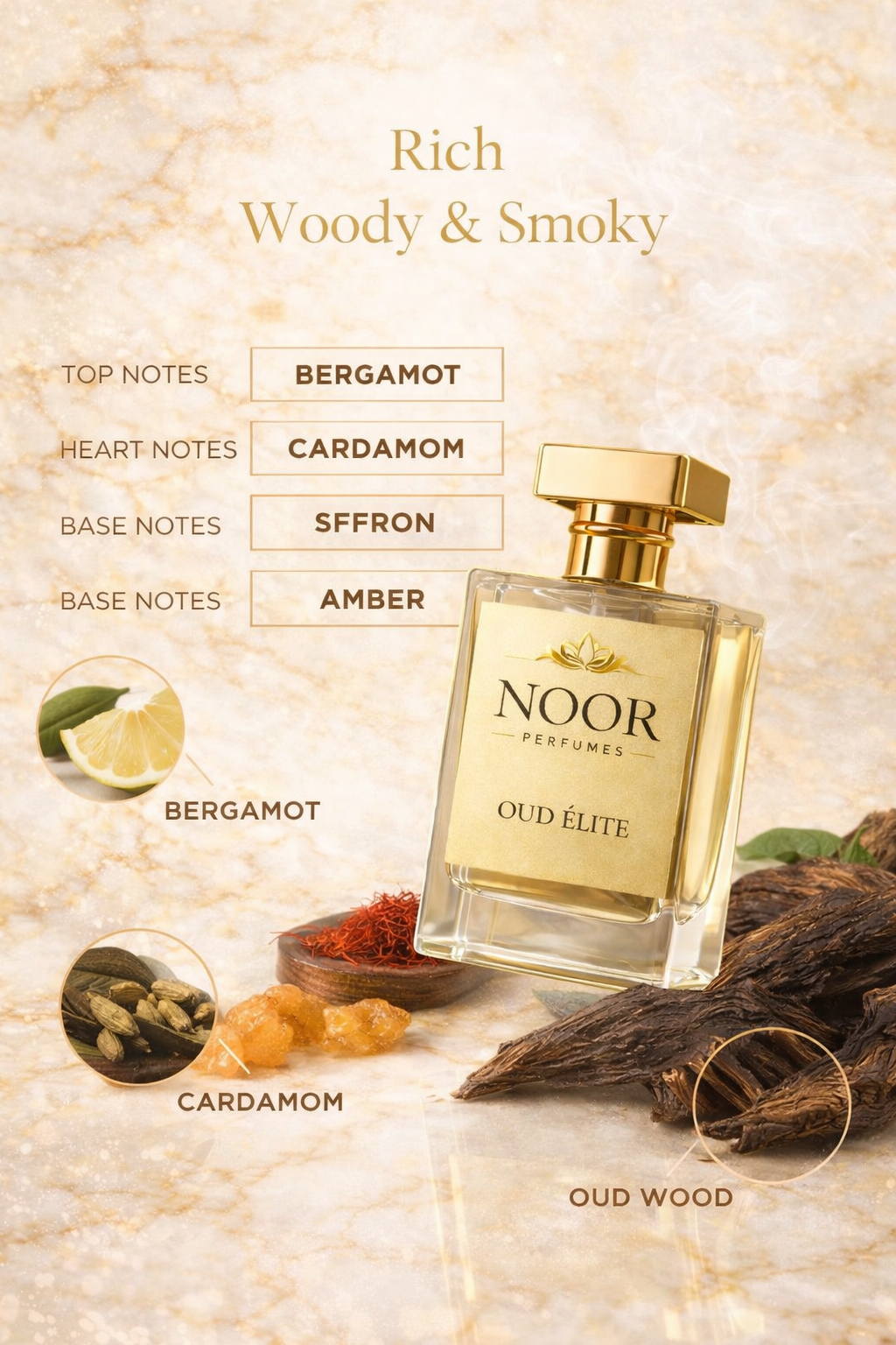 Oud Élite Eau de Parfum 50ML – Premium Oud Perfume for Men by Noor Perfumes | Long Lasting Luxury Fragrance | Available Pan India