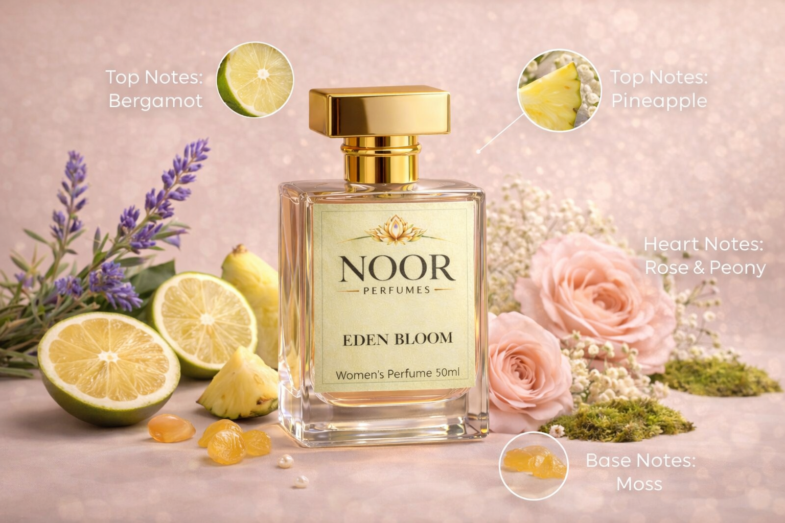 Eden Bloom Eau de Parfum 50ML – Premium Floral Perfume for Women by Noor Perfumes | Long Lasting Luxury Fragrance | Available Pan India