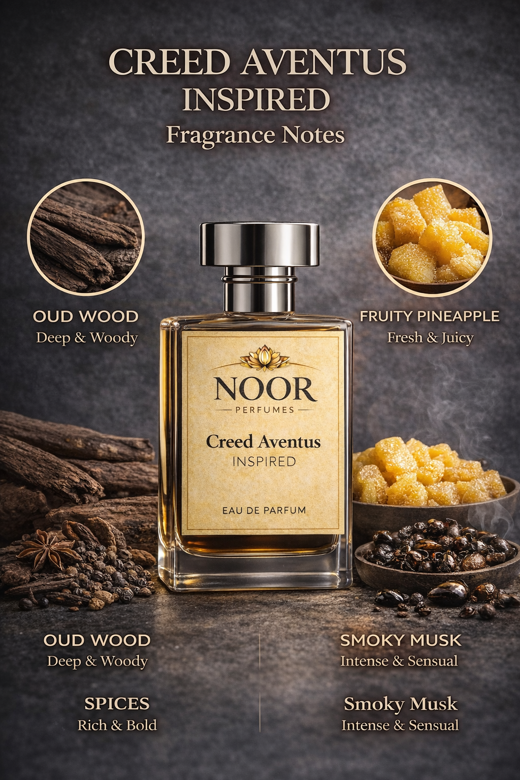 Creed Aventus Inspired Perfume by Noor Perfumes | Long-Lasting Eau De Parfum for Men | Premium Luxury Fragrance (Inspired Edition) 50ML