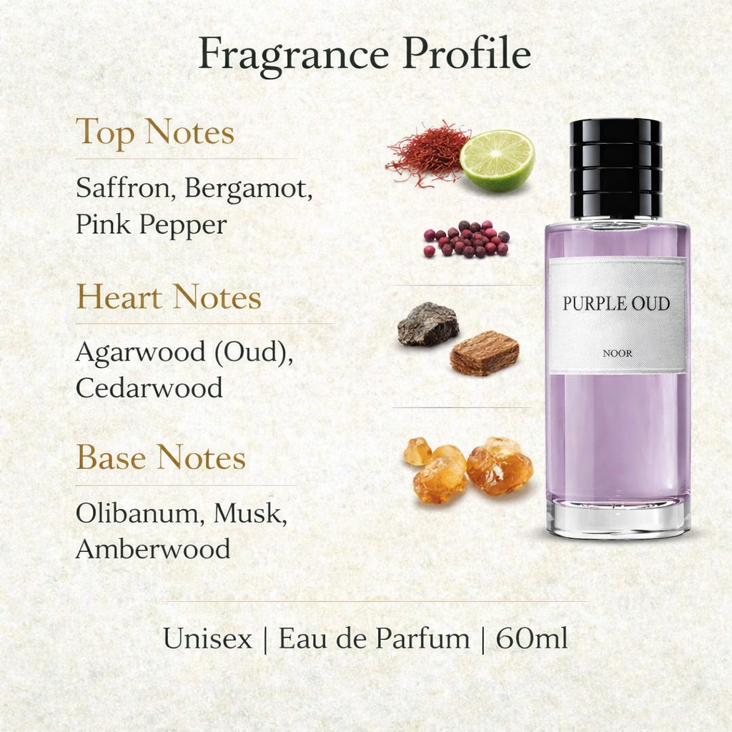 Purple Oud Inspired Perfume by NOOR Perfumes | Unisex Eau de Parfum 50ml